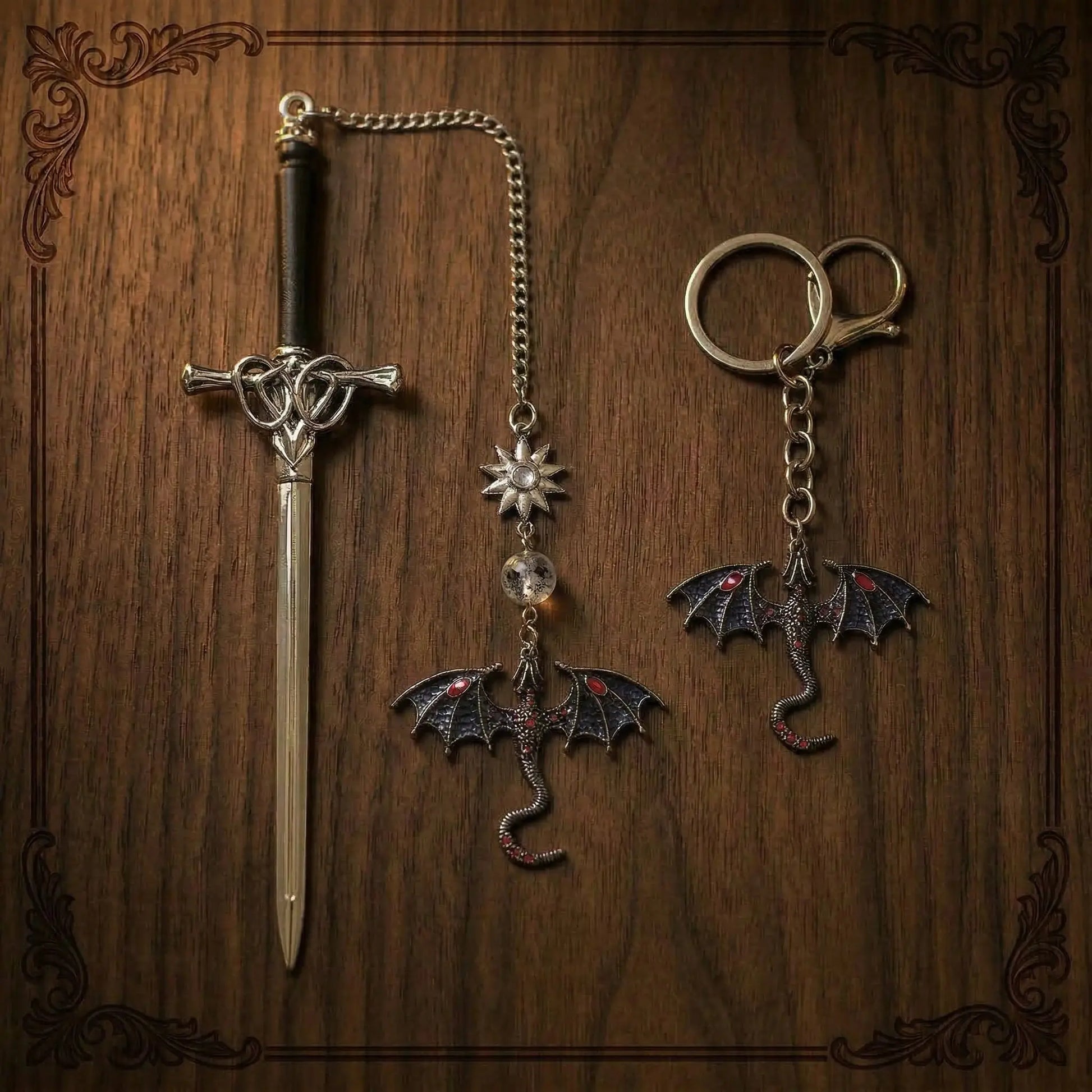 Dragon Sword Bookmark + Keychain Bundle