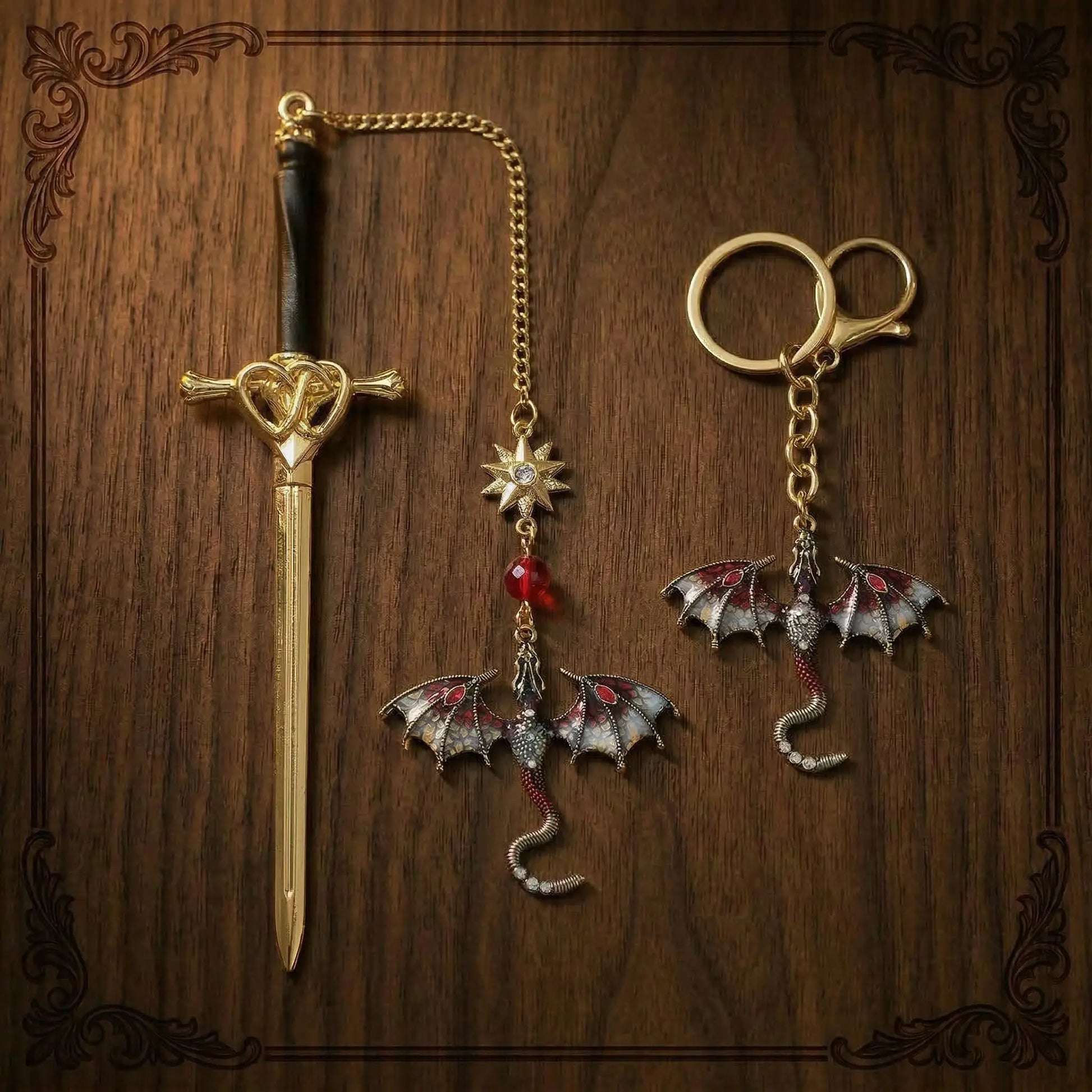 Dragon Sword Bookmark + Keychain Bundle