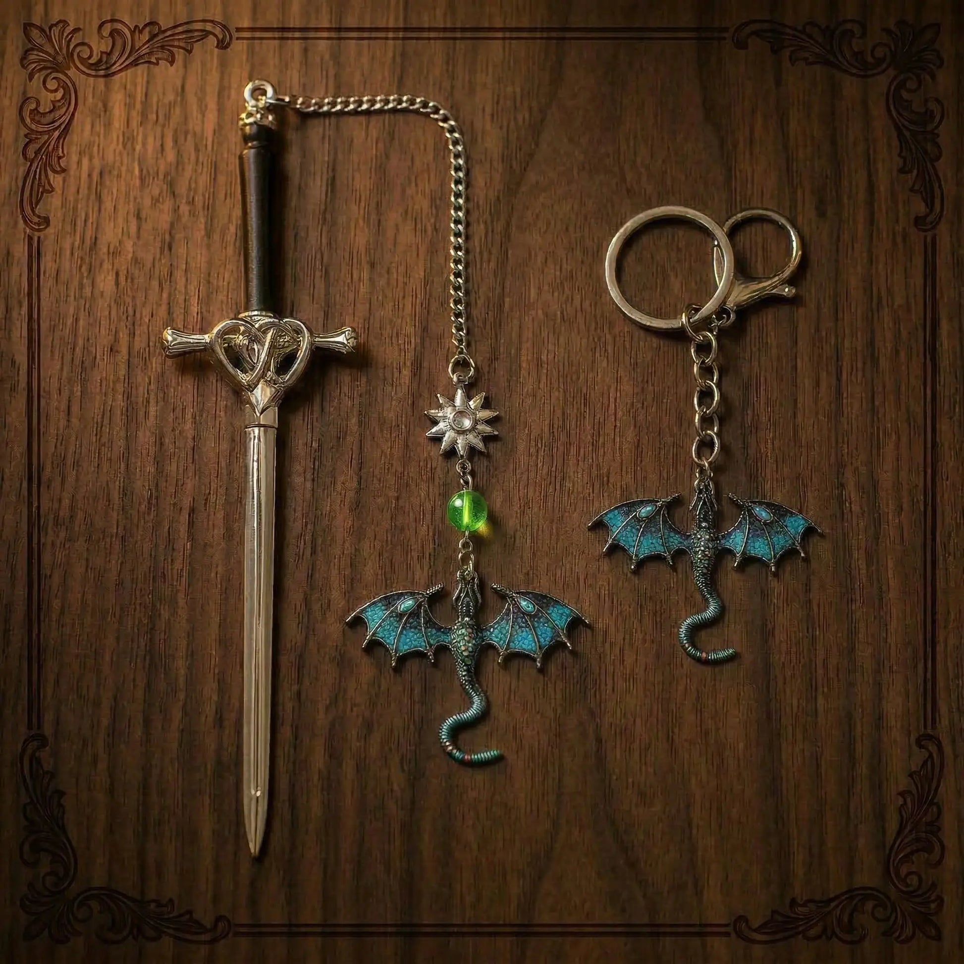 Dragon Sword Bookmark + Keychain Bundle