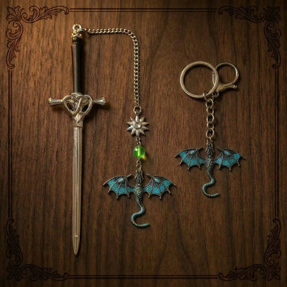 Dragon Sword Bookmark + Keychain Bundle
