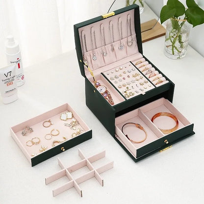 Three-Layer Jewellery Box | Organised Storage-GREEN-State of Style