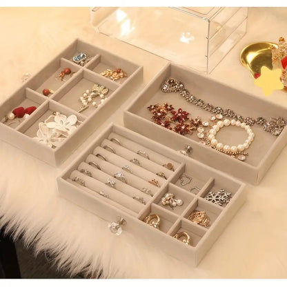 Three-Layer Transparent Jewellery Box-GRAY-State of Style