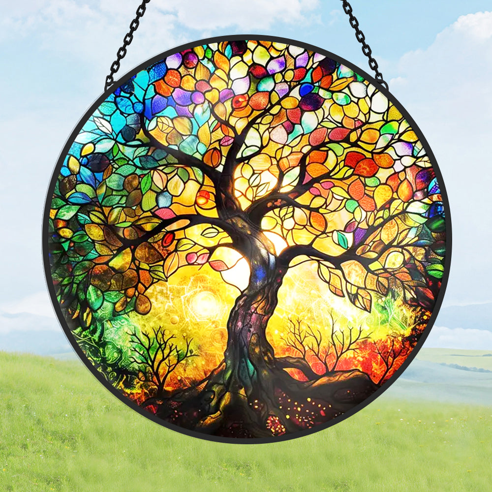Tree of Life Ornamental Stained Glass Sun Catcher