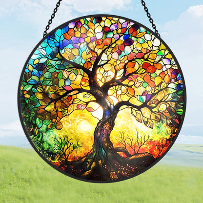 Tree of Life Ornamental Stained Glass Sun Catcher