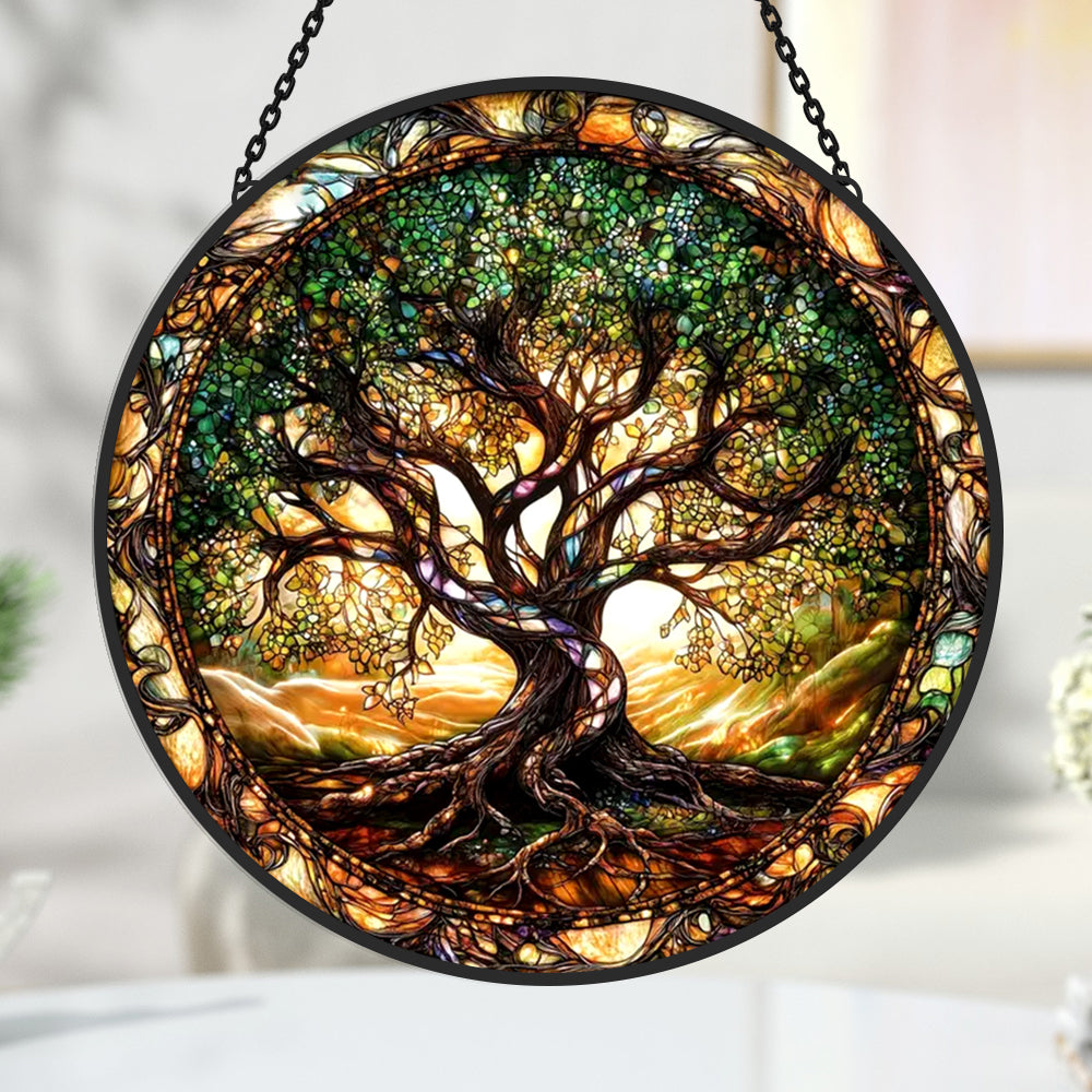 Tree of Life Nature-Inspired Stained Glass Sun Catcher