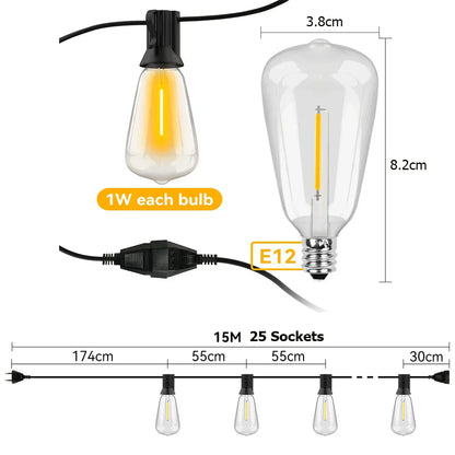Waterproof LED Light String - LumiGlow-1500 cm-State of Style