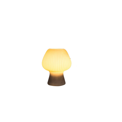 Mushroom Table Lamp | Vintage Ribbed Glass Bedside Table Desk Light