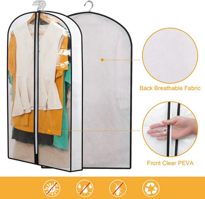 12-Pack Clear Clothes Garment Bag | PEVA Hanging Suit Storage