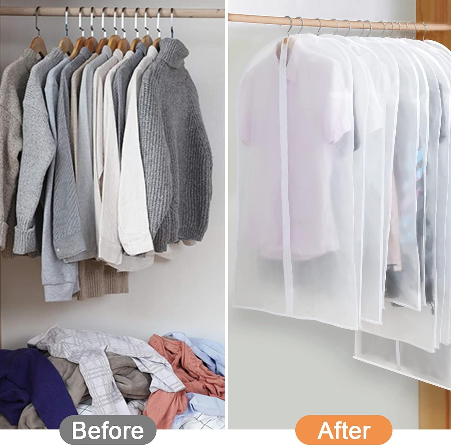 12-Pack Clear Clothes Garment Bag | PEVA Hanging Suit Storage