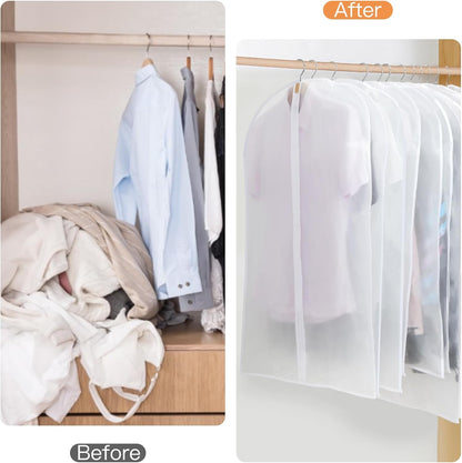 12-Pack Clear Clothes Garment Bag | PEVA Hanging Suit Storage