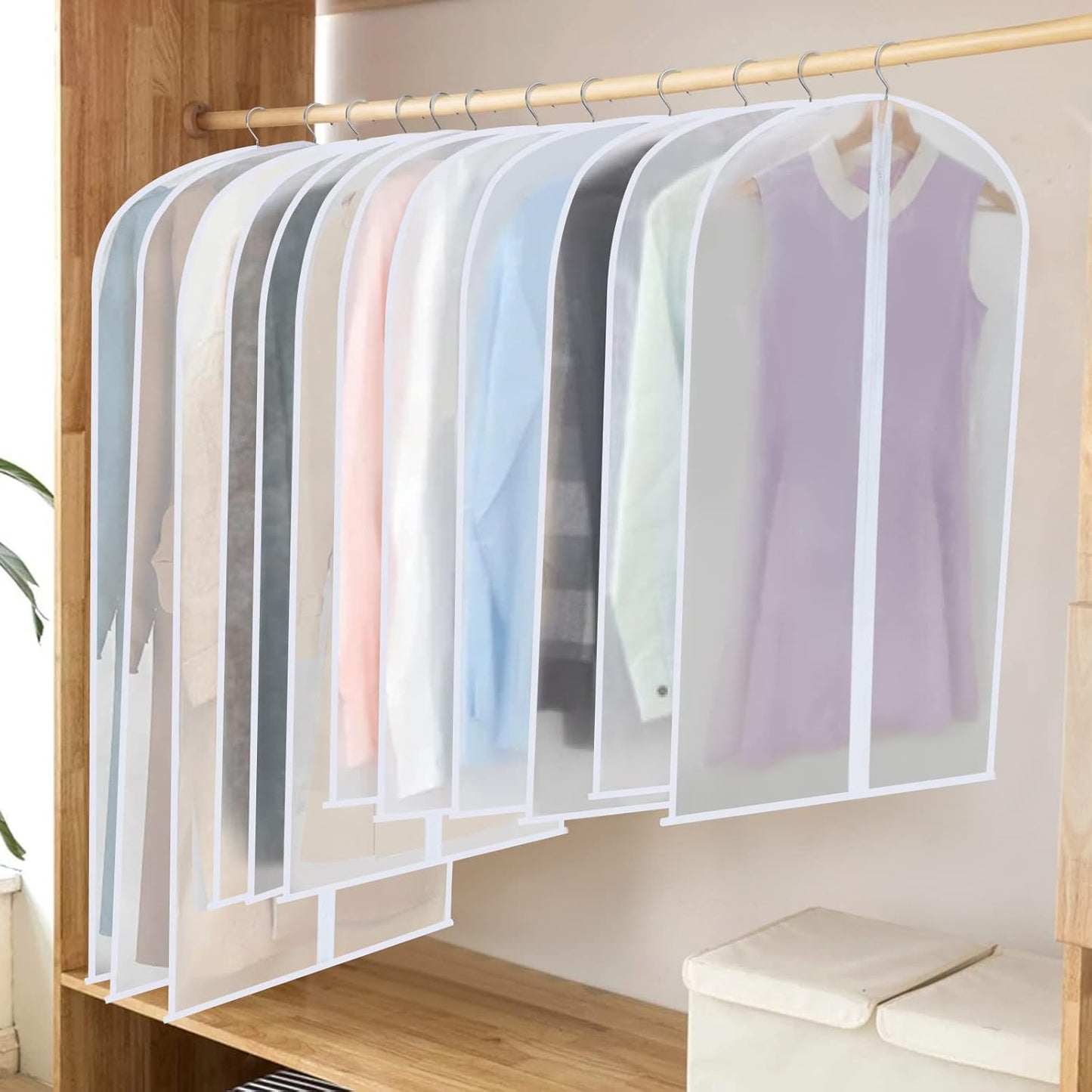 24-Pack Clear Clothes Garment Bag | PEVA Hanging Storage Covers