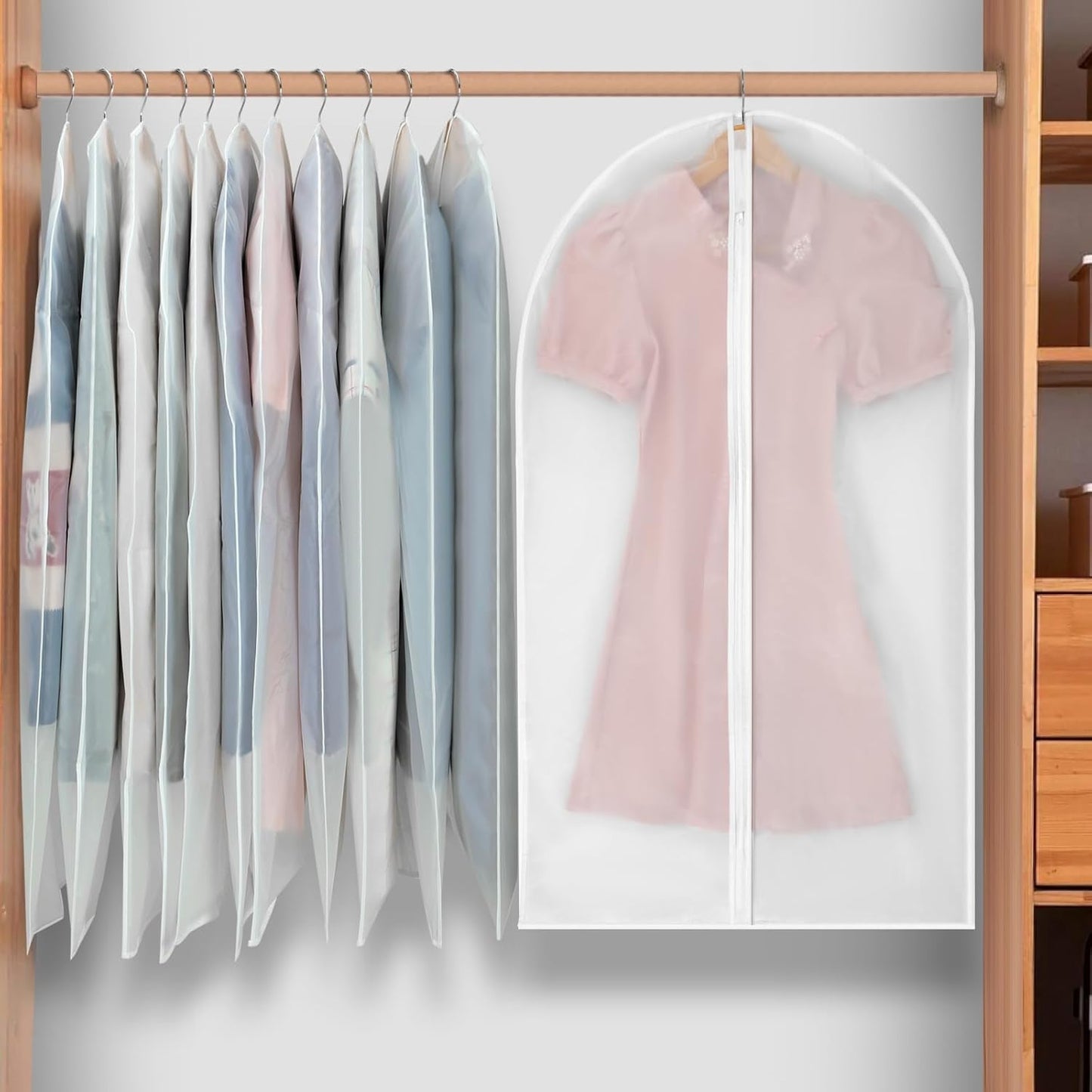 24-Pack Clear Clothes Garment Bag | PEVA Hanging Storage Covers