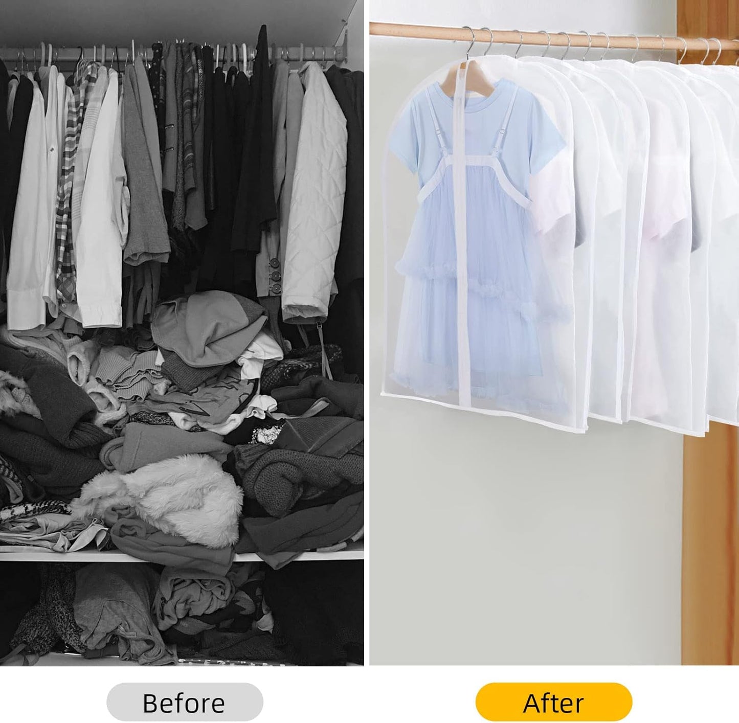 12-Pack Clear Clothes Garment Bag | PEVA Hanging Suit Storage