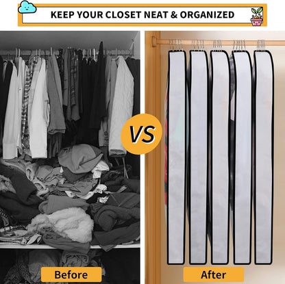 24-Pack Clear Clothes Garment Bag | PEVA Hanging Storage Covers