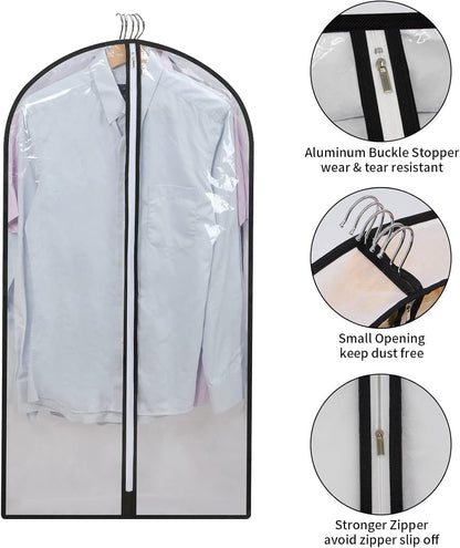12-Pack Clear Clothes Garment Bag | PEVA Hanging Suit Storage
