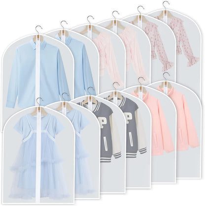 12-Pack Clear Clothes Garment Bag | PEVA Hanging Suit Storage