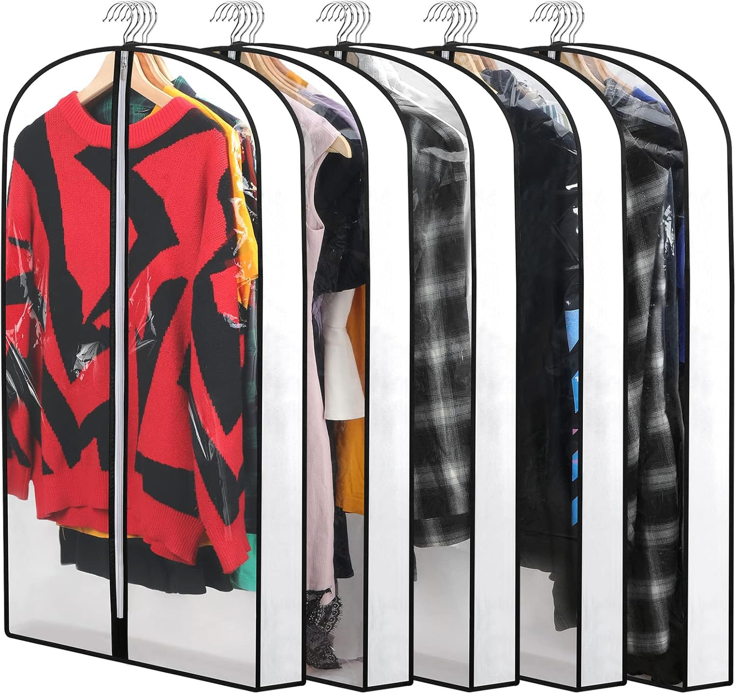 12-Pack Clear Clothes Garment Bag | PEVA Hanging Suit Storage