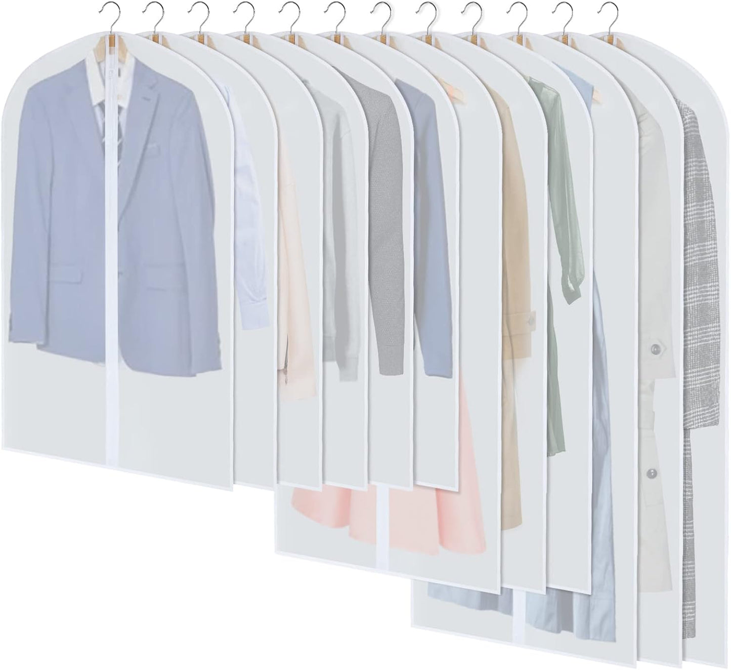 24-Pack Clear Clothes Garment Bag | PEVA Hanging Storage Covers